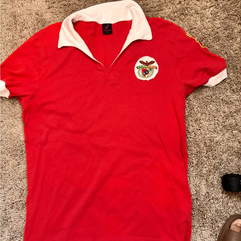 Red Polo Shirt with Embroidered Emblem